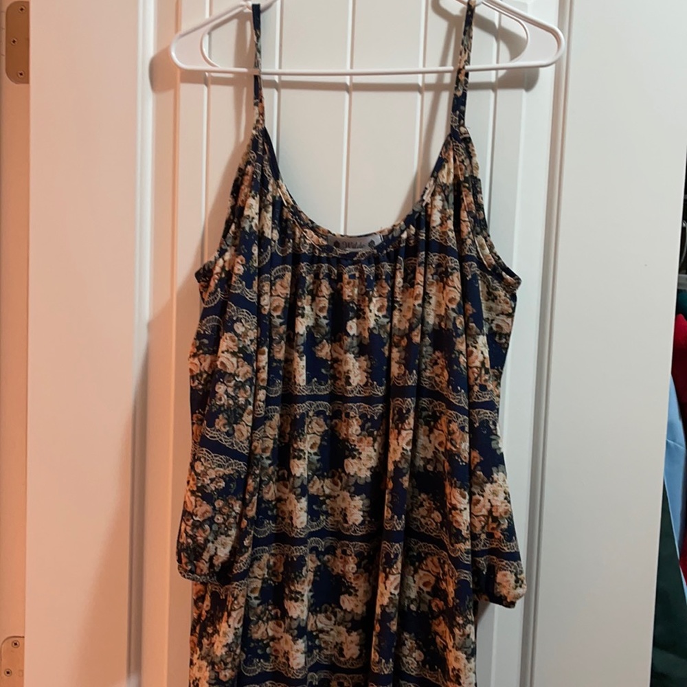 Floral, navy dress